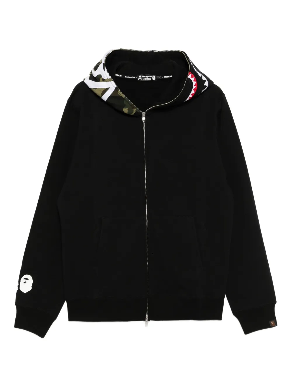 Mastermind x BAPE panel hoodie flatlay